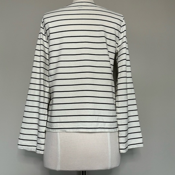 J. Crew Velvet Tie-front Top in White with Black Stripes - Picture 8 of 16